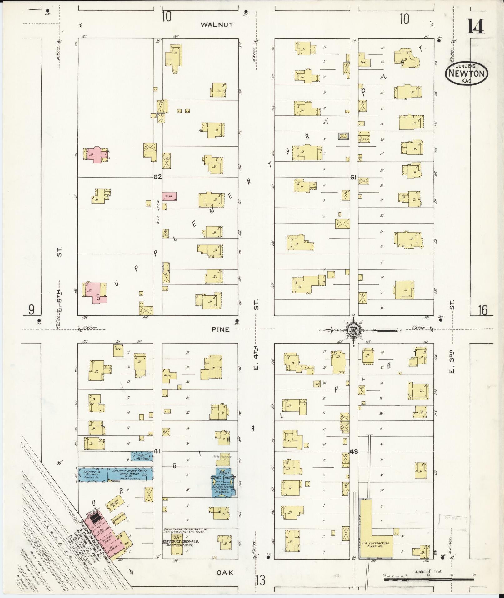 Sanborn Fire Insurance Map from Newton, Harvey County, Kansas (1915), Sheet #0014 - Complete Map Set gallery image, historic Sanborn map, vintage wall art, Kansas Kansas