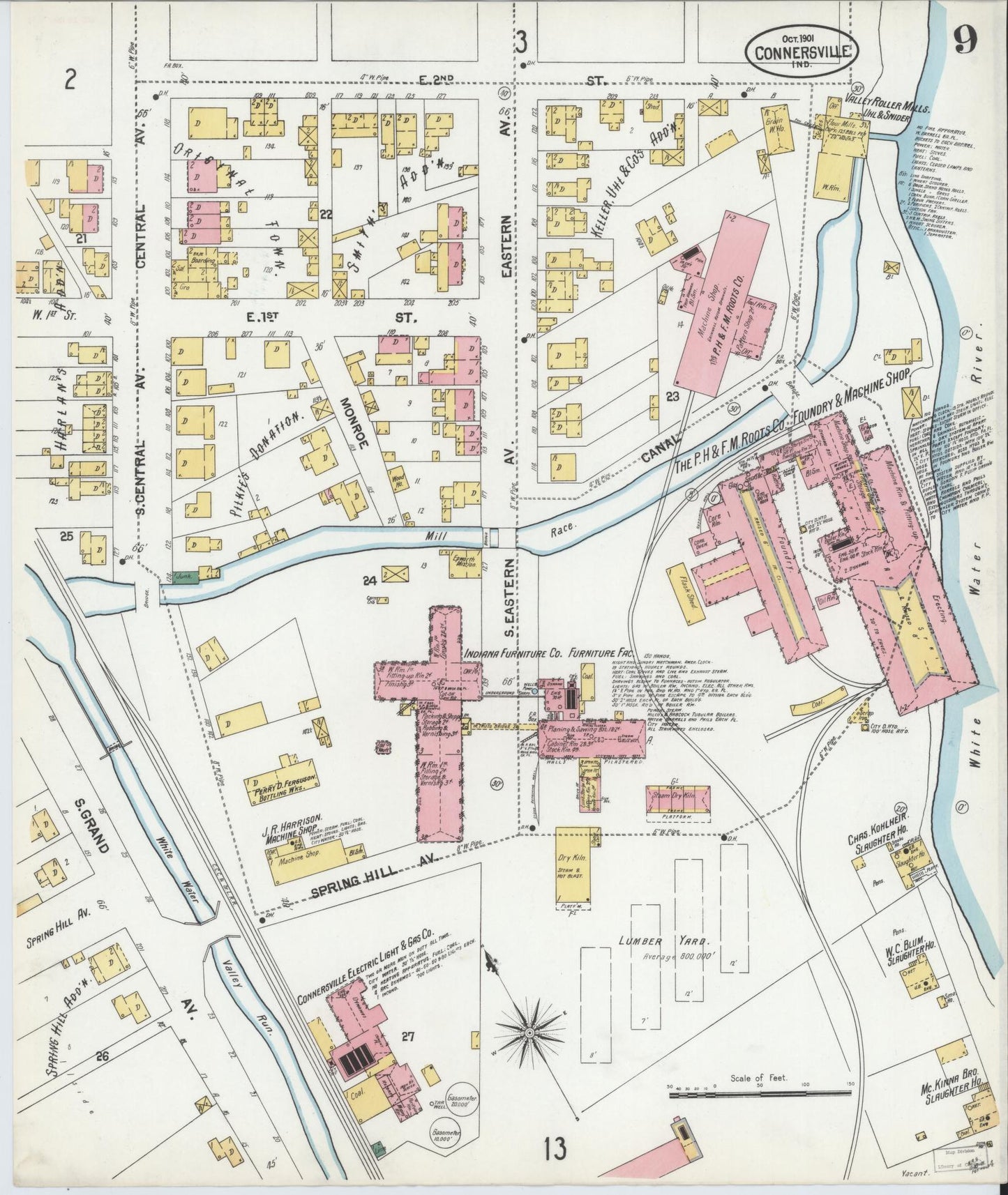 Sanborn Fire Insurance Map from Connersville, Fayette County, Indiana (1901), Sheet #0009 - Complete Map Set gallery image, historic Sanborn map, vintage wall art, Indiana Indiana