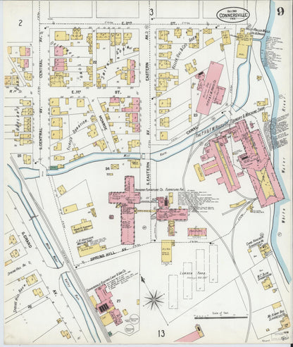 Sanborn Fire Insurance Map from Connersville, Fayette County, Indiana (1901), Sheet #0009 - Complete Map Set gallery image, historic Sanborn map, vintage wall art, Indiana Indiana