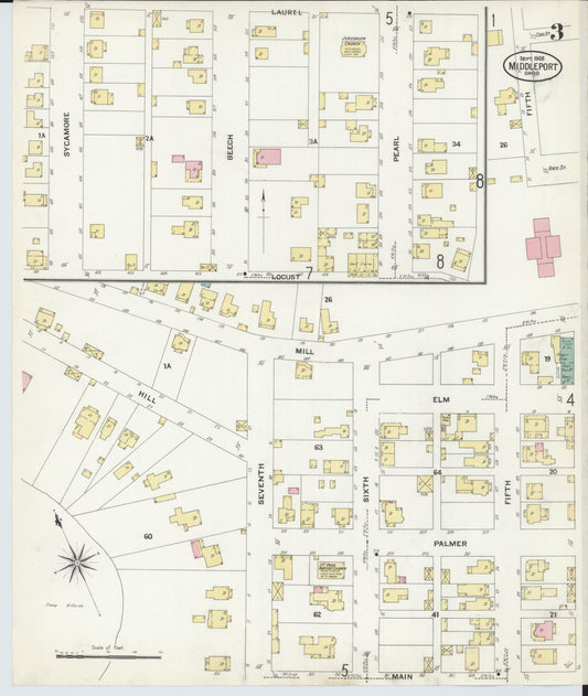 Sanborn Fire Insurance Map from Middleport, Meigs County, Ohio (1908), Sheet #0003 - Historic Sanborn Fire Insurance Map Print, vintage old map wall art, antique decor, genealogy gift, Ohio Ohio map