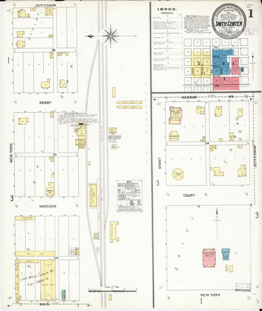 Sanborn Fire Insurance Map from Smith Center, Smith County, Kansas (1904), Sheet #0001 - Historic Sanborn Fire Insurance Map Print, vintage old map wall art, antique decor, genealogy gift, Kansas Kansas map