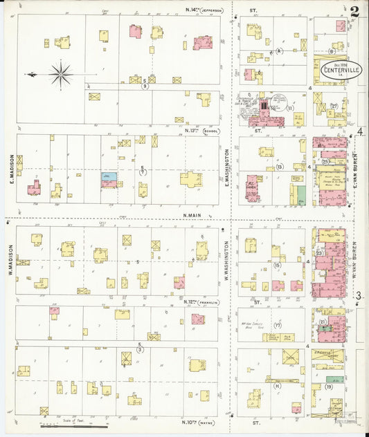 Sanborn Fire Insurance Map from Centerville, Appanoose County, Iowa (1898), Sheet #0002 - Historic Sanborn Fire Insurance Map Print, vintage old map wall art
