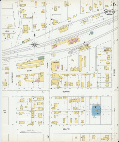 Sanborn Fire Insurance Map from Morris, Grundy County, Illinois (1900), Sheet #0006 - Complete Map Set gallery image, historic Sanborn map, vintage wall art, Illinois Illinois