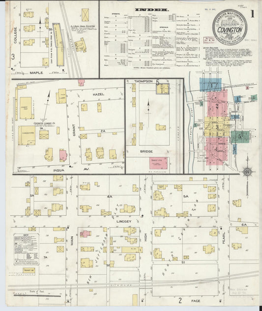 Sanborn Fire Insurance Map from Covington, Miami County, Ohio (1910), Sheet #0001 - Historic Sanborn Fire Insurance Map Print, vintage old map wall art, antique decor, genealogy gift, Ohio Ohio map