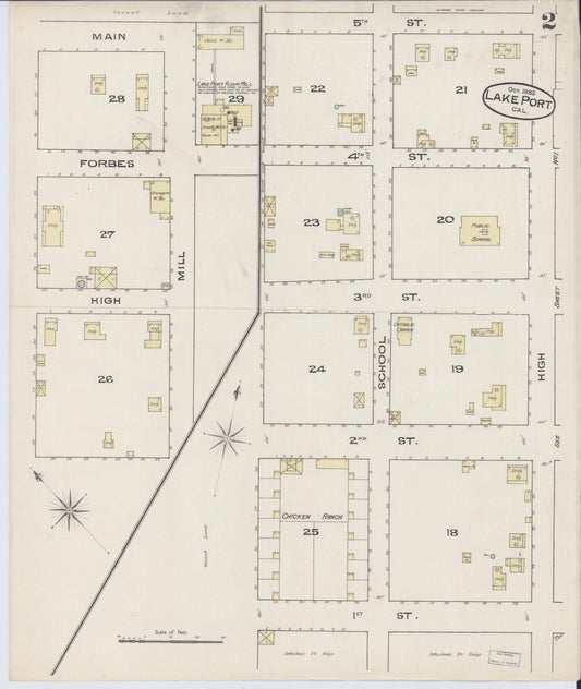 Sanborn Fire Insurance Map from Lakeport, Lake County, California (1885), Sheet #0002 - Historic Sanborn Fire Insurance Map Print, vintage old map wall art, antique decor, genealogy gift, California California map