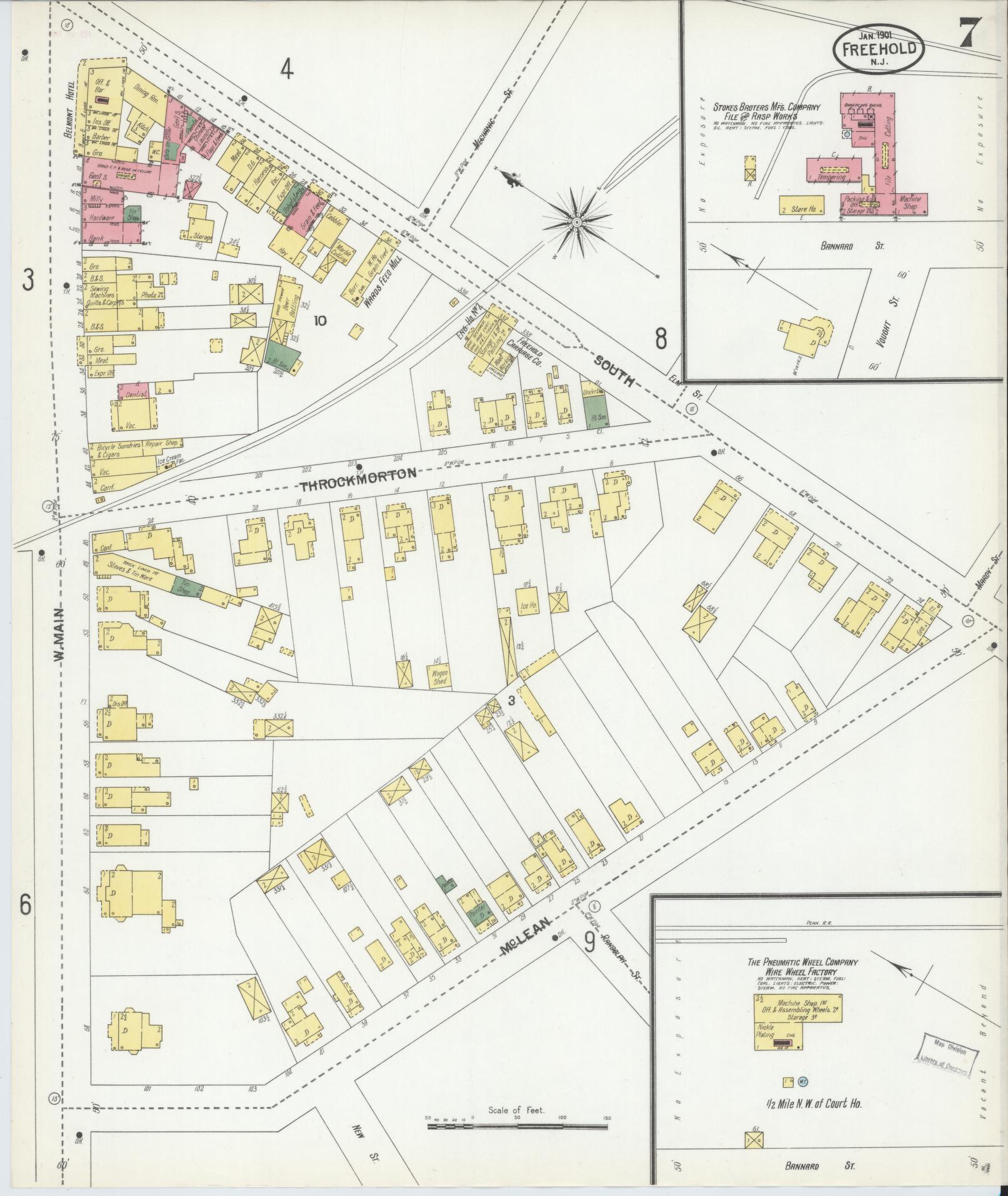 Sanborn Fire Insurance Map from Freehold, Monmouth County, New Jersey (1901), Sheet #0007 - Complete Map Set gallery image, historic Sanborn map, vintage wall art, New Jersey New Jersey