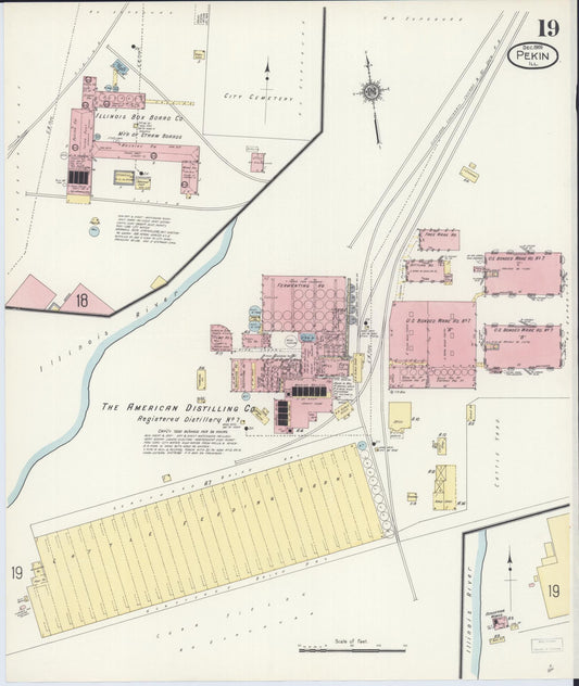 Sanborn Fire Insurance Map from Pekin, Tazewell County, Illinois (1909), Sheet #0019 - Historic Sanborn Fire Insurance Map Print, vintage old map wall art, antique decor, genealogy gift, Illinois Illinois map