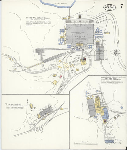 Sanborn Fire Insurance Map from Morenci, Greenlee County, Arizona (1908), Sheet #0007 - Complete Map Set gallery image, historic Sanborn map, vintage wall art, Arizona Arizona