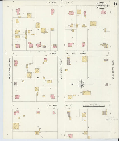 Sanborn Fire Insurance Map from Springville, Utah County, Utah (1908), Sheet #0006 - Complete Map Set gallery image, historic Sanborn map, vintage wall art, Springville Utah