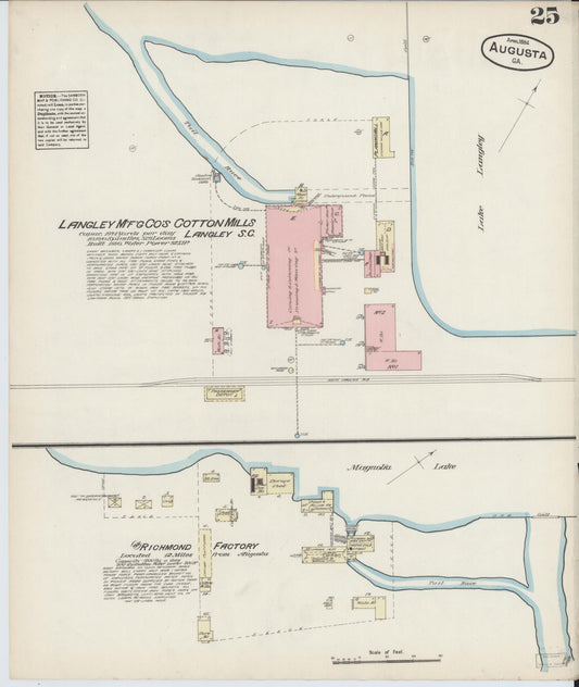 Sanborn Fire Insurance Map from Augusta, Richmond County, Georgia (1884), Sheet #0025 - Historic Sanborn Fire Insurance Map Print, vintage old map wall art, antique decor, genealogy gift, Georgia Georgia map