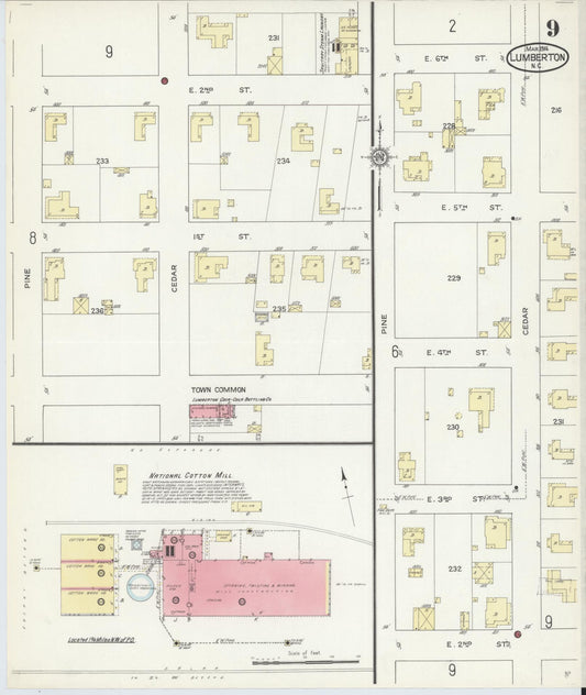 Sanborn Fire Insurance Map from Lumberton, Robeson County, North Carolina (1914), Sheet #0009 - Historic Sanborn Fire Insurance Map Print, vintage old map wall art, antique decor, genealogy gift, North Carolina North Carolina map