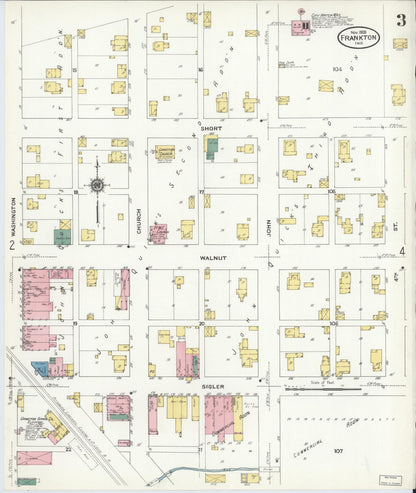 Sanborn Fire Insurance Map from Frankton, Madison County, Indiana (1909), Sheet #0003 - Historic Sanborn Fire Insurance Map Print, vintage old map wall art, antique decor, genealogy gift, Indiana Indiana map