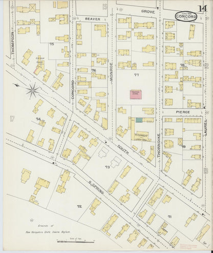 Sanborn Fire Insurance Map from Concord, Merrimack County, New Hampshire (1893), Sheet #0014 - Complete Map Set gallery image, historic Sanborn map, vintage wall art, New Hampshire New Hampshire