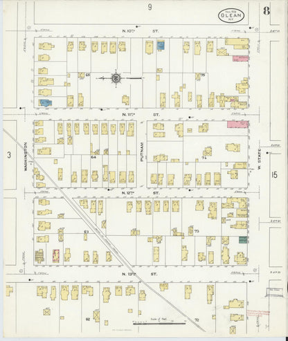 Sanborn Fire Insurance Map from Olean, Cattaraugus County, New York (1909), Sheet #0008 - Complete Map Set gallery image, historic Sanborn map, vintage wall art, New York New York