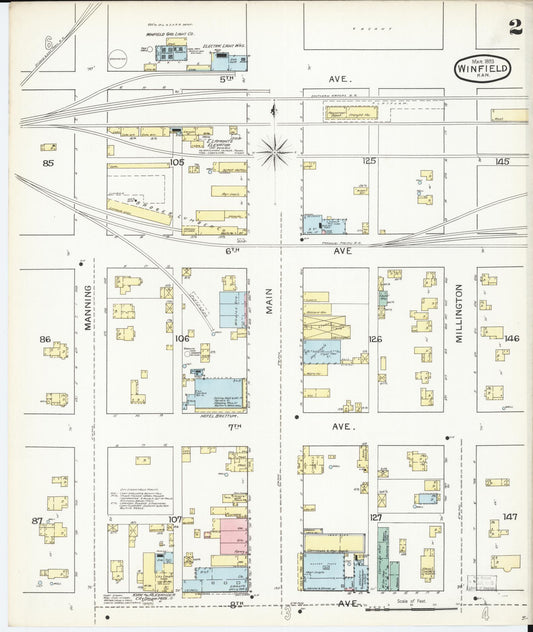 Sanborn Fire Insurance Map from Winfield, Cowley County, Kansas (1893), Sheet #0002 - Historic Sanborn Fire Insurance Map Print, vintage old map wall art, antique decor, genealogy gift, Kansas Kansas map