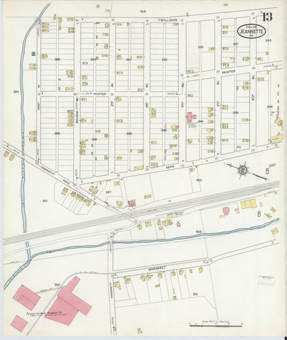 Sanborn Fire Insurance Map from Jeannette, Westmoreland County, Pennsylvania (1916), Sheet #0013 - Complete Map Set gallery image, historic Sanborn map, vintage wall art, Pennsylvania Pennsylvania