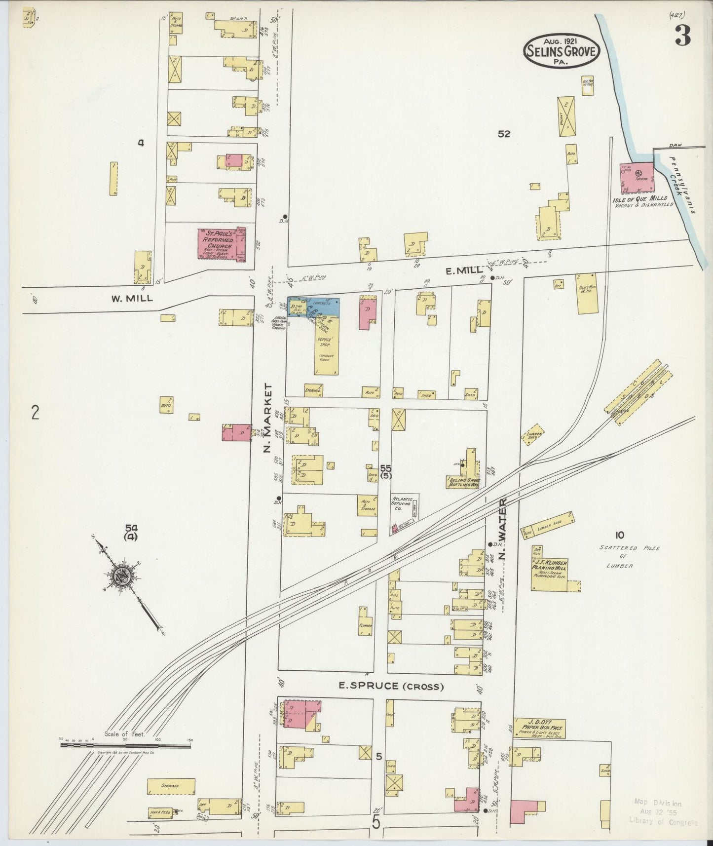 Sanborn Fire Insurance Map from Selins Grove, Snyder County, Pennsylvania (1921), Sheet #0003 - Complete Map Set gallery image, historic Sanborn map, vintage wall art, Pennsylvania Pennsylvania