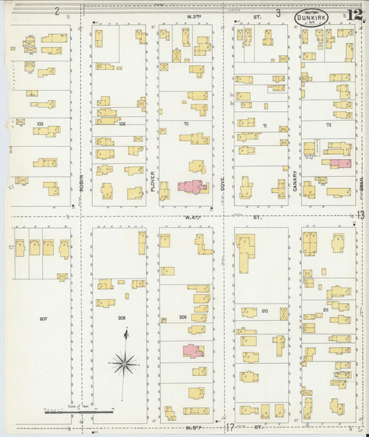 Sanborn Fire Insurance Map from Dunkirk, Chautauqua County, New York (1904), Sheet #0012 - Historic Sanborn Fire Insurance Map Print, vintage old map wall art, antique decor, genealogy gift, New York New York map