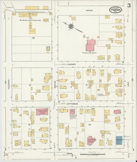 Sanborn Fire Insurance Map from Phoenix, Oswego County, New York (1919), Sheet #0003 - Historic Sanborn Fire Insurance Map Print, vintage old map wall art, antique decor, genealogy gift, New York New York map