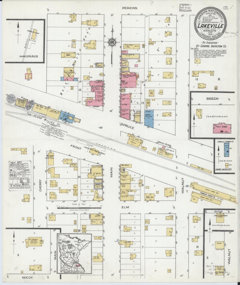 Sanborn Fire Insurance Map from Lakeville, Dakota County, Minnesota. (1919) – Map View