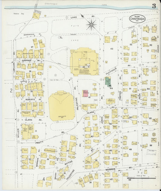 Sanborn Fire Insurance Map from Chautauqua, Chautauqua County, New York (1901), Sheet #0003 - Historic Sanborn Fire Insurance Map Print, vintage old map wall art, antique decor, genealogy gift, New York New York map