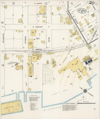Sanborn Fire Insurance Map from Saint Johns, Multnomah County, Oregon (1911), Sheet #0020 - Complete Map Set gallery image, historic Sanborn map, vintage wall art, Oregon Oregon