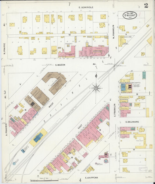 Sanborn Fire Insurance Map from Dwight, Livingston County, Illinois (1907), Sheet #0002 - Historic Sanborn Fire Insurance Map Print, vintage old map wall art, antique decor, genealogy gift, Illinois Illinois map