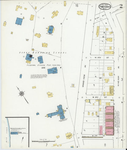 Sanborn Fire Insurance Map from Pawhuska, Osage County, Oklahoma (1920), Sheet #0002 - Complete Map Set gallery image, historic Sanborn map, vintage wall art, Oklahoma Oklahoma