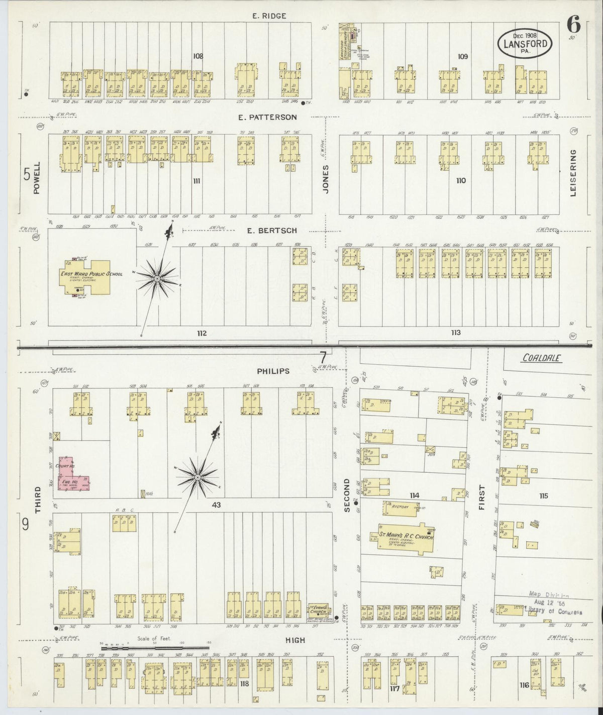 Sanborn Fire Insurance Map from Lansford, Carbon County, Pennsylvania (1908), Sheet #0006 - Complete Map Set gallery image, historic Sanborn map, vintage wall art, Pennsylvania Pennsylvania