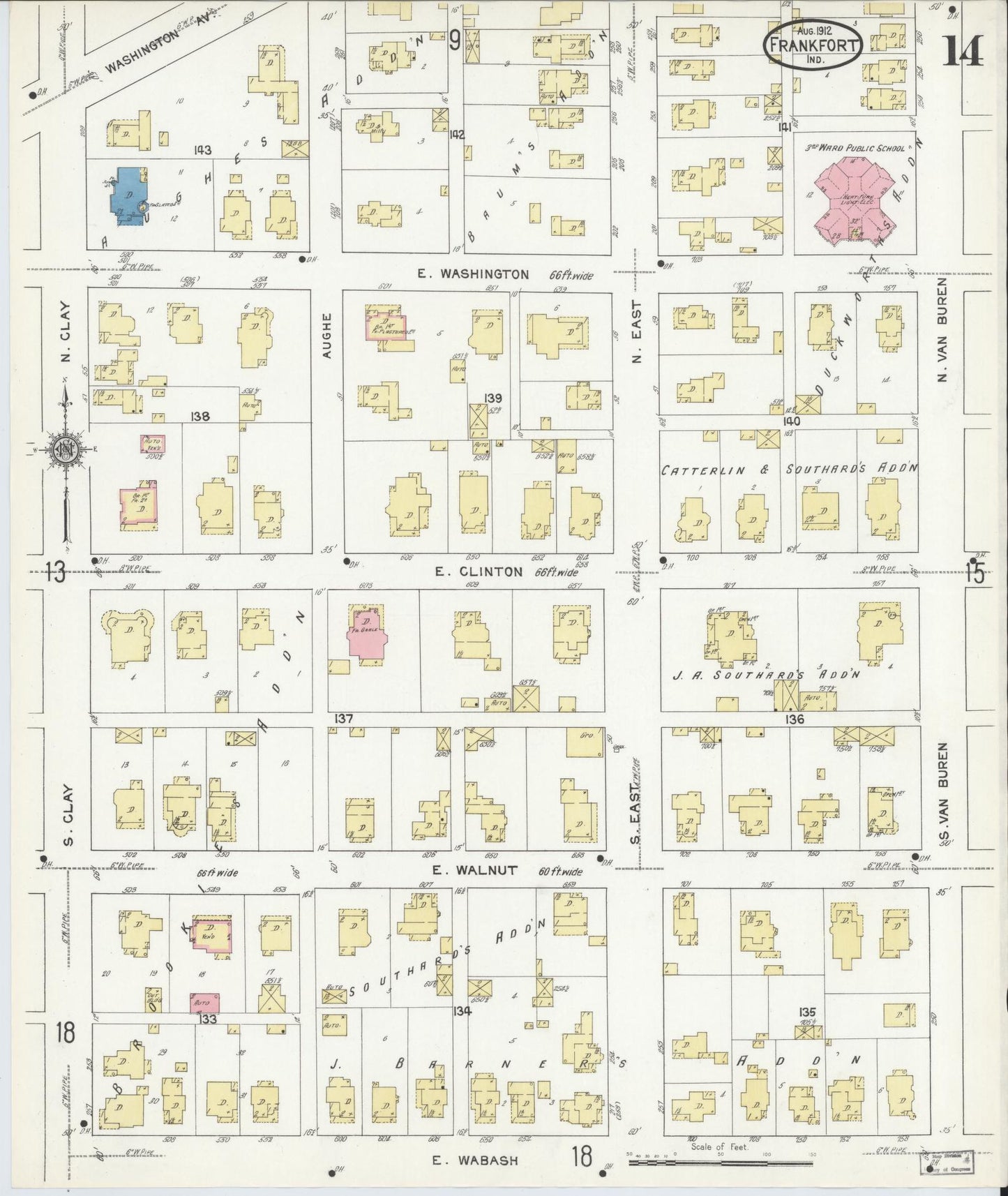 Sanborn Fire Insurance Map from Frankfort, Clinton County, Indiana (1912), Sheet #0014 - Complete Map Set gallery image, historic Sanborn map, vintage wall art, Indiana Indiana