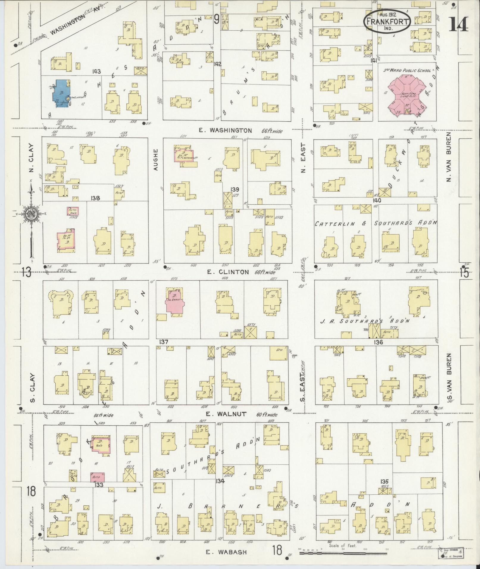 Sanborn Fire Insurance Map from Frankfort, Clinton County, Indiana (1912), Sheet #0014 - Complete Map Set gallery image, historic Sanborn map, vintage wall art, Indiana Indiana