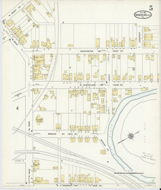 Sanborn Fire Insurance Map from Miners Mills, Luzerne County, Pennsylvania (1911), Sheet #0005 - Historic Sanborn Fire Insurance Map Print, vintage old map wall art, antique decor, genealogy gift, Pennsylvania Pennsylvania map