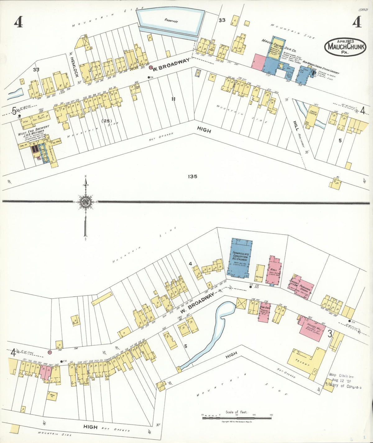 Sanborn Fire Insurance Map from Mauch Chunk, Carbon County, Pennsylvania (1923), Sheet #0004 - Complete Map Set gallery image, historic Sanborn map, vintage wall art, Pennsylvania Pennsylvania