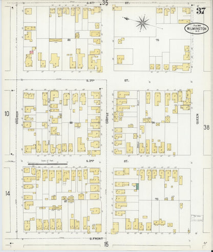 Sanborn Fire Insurance Map from Wilmington, New Hanover County, North Carolina (1904), Sheet #0037 - Complete Map Set gallery image, historic Sanborn map, vintage wall art, North Carolina North Carolina