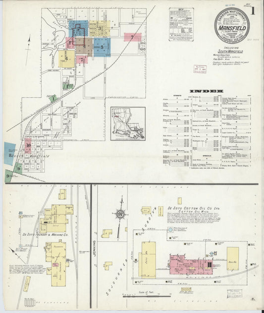 Sanborn Fire Insurance Map from Mansfield, De Soto Parish, Louisiana. (1914) – Historic Sanborn Fire Insurance Map Print