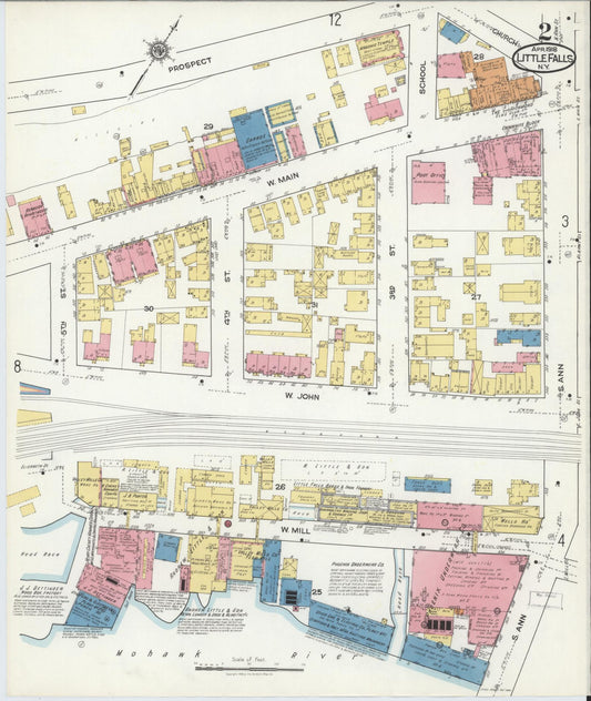 Sanborn Fire Insurance Map from Little Falls, Herkimer County, New York (1918), Sheet #0002 - Complete Map Set gallery image, historic Sanborn map, vintage wall art, New York New York