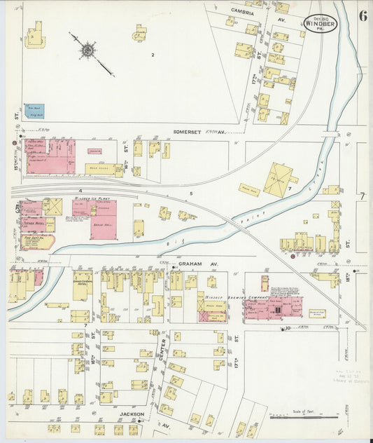 Sanborn Fire Insurance Map from Windber, Somerset County, Pennsylvania (1910), Sheet #0006 - Historic Sanborn Fire Insurance Map Print, vintage old map wall art, antique decor, genealogy gift, Pennsylvania Pennsylvania map