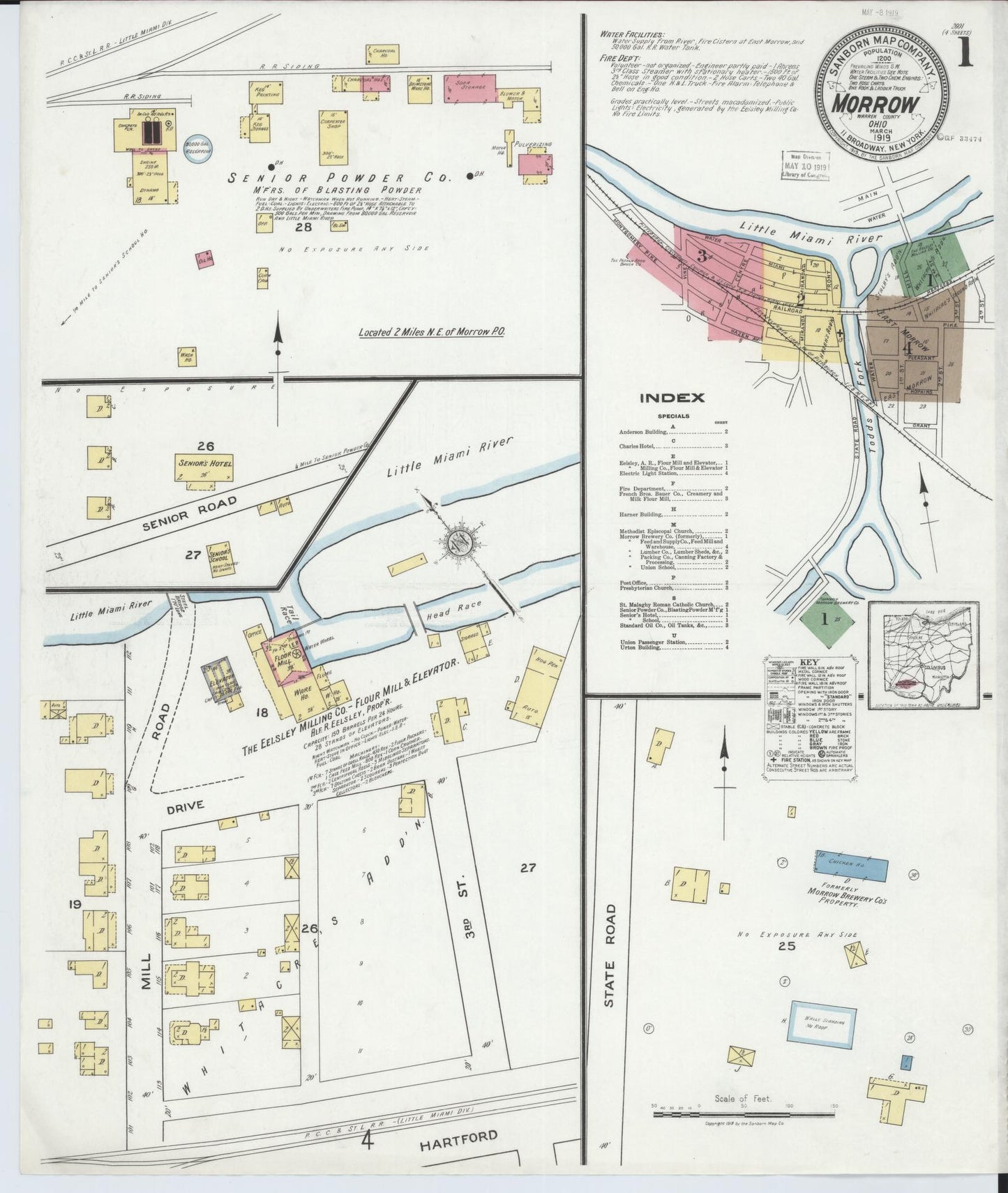 Sanborn Fire Insurance Map from Morrow, Warren County, Ohio (1919), Sheet #0001 - Complete Map Set gallery image, historic Sanborn map, vintage wall art, Ohio Ohio