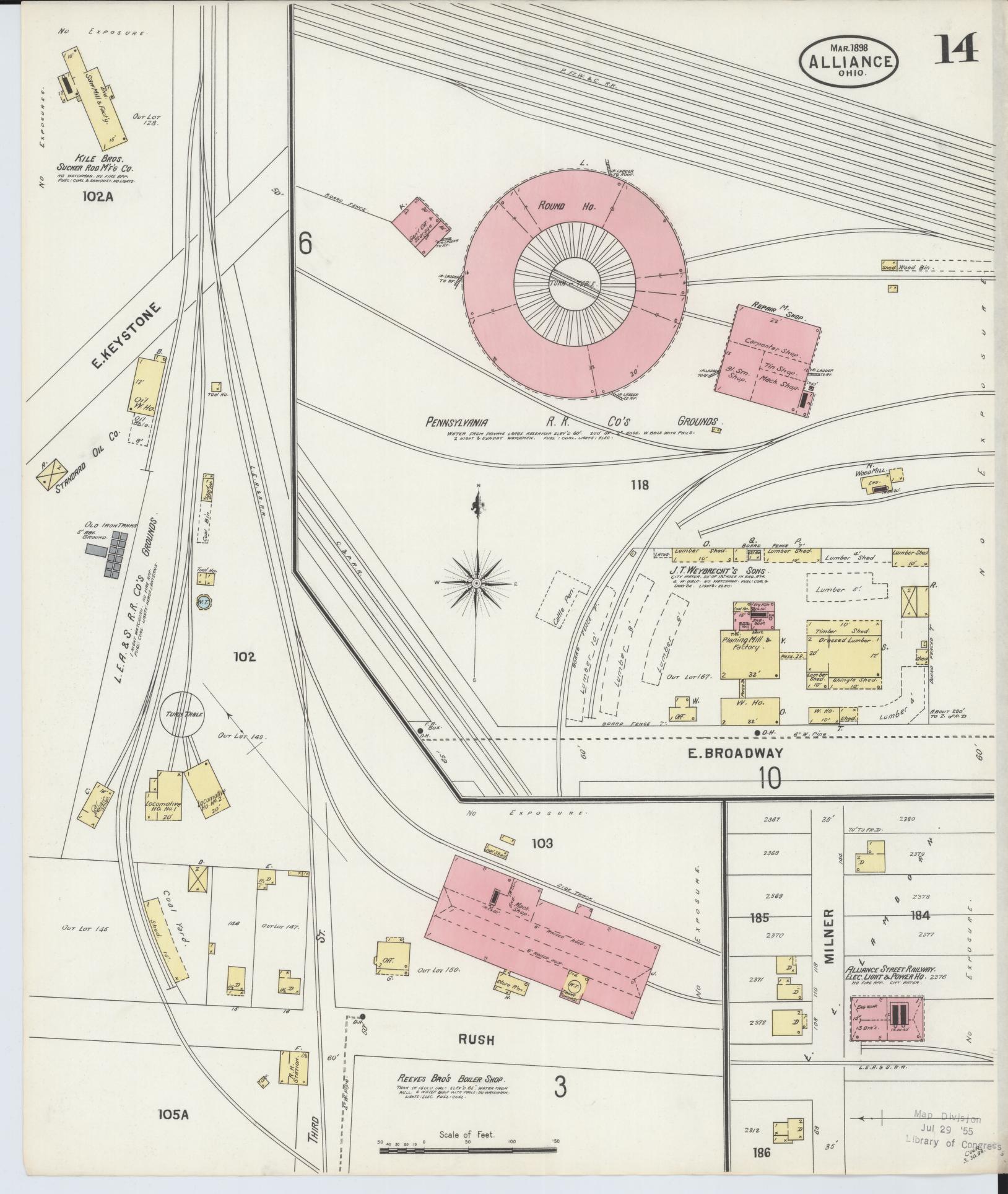 Sanborn Fire Insurance Map from Alliance, Stark County, Ohio (1898), Sheet #0014 - Complete Map Set gallery image, historic Sanborn map, vintage wall art, Ohio Ohio
