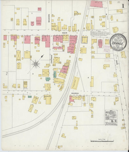 Sanborn Fire Insurance Map from Orange, Orange County, Virginia (1905), Sheet #0001 - Complete Map Set gallery image, historic Sanborn map, vintage wall art, Virginia Virginia