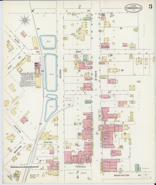 Sanborn Fire Insurance Map from Edwardsville, Madison County, Illinois (1897), Sheet #0003 - Historic Sanborn Fire Insurance Map Print, vintage old map wall art, antique decor, genealogy gift, Illinois Illinois map