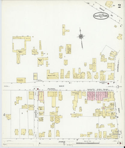 Sanborn Fire Insurance Map from Richfield Springs, Otsego County, New York (1910), Sheet #0002 - Historic Sanborn Fire Insurance Map Print, vintage old map wall art, antique decor, genealogy gift, New York New York map
