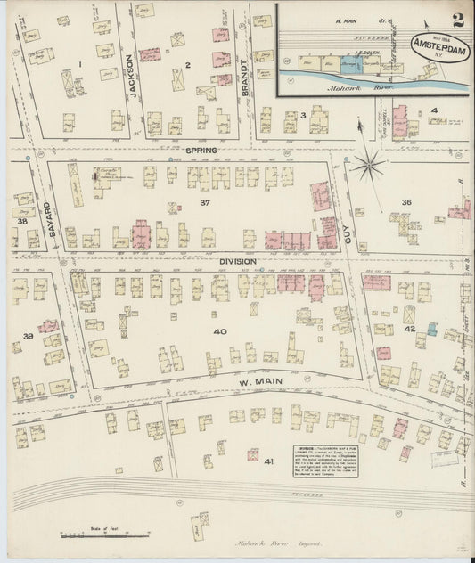 Sanborn Fire Insurance Map from Amsterdam, Montgomery County, New York (1884), Sheet #0002 - Complete Map Set gallery image, historic Sanborn map, vintage wall art, New York New York