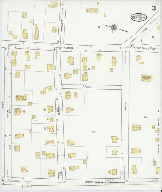 Sanborn Fire Insurance Map from Merrimac, Essex County, Massachusetts (1918), Sheet #0003 - Historic Sanborn Fire Insurance Map Print, vintage old map wall art, antique decor, genealogy gift, Massachusetts Massachusetts map