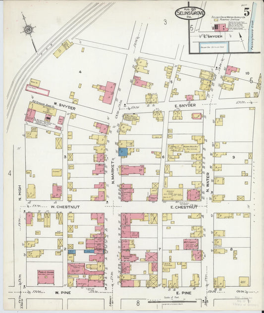 Sanborn Fire Insurance Map from Selins Grove, Snyder County, Pennsylvania (1921), Sheet #0005 - Historic Sanborn Fire Insurance Map Print, vintage old map wall art, antique decor, genealogy gift, Pennsylvania Pennsylvania map