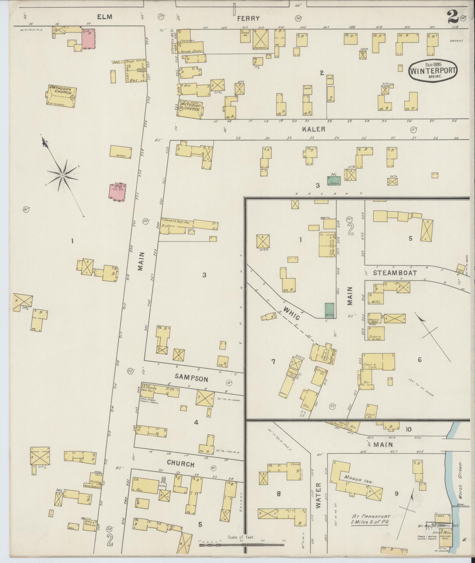 Sanborn Fire Insurance Map from Winterport, Waldo County, Maine (1895), Sheet #0002 - Complete Map Set gallery image, historic Sanborn map, vintage wall art, Maine Maine