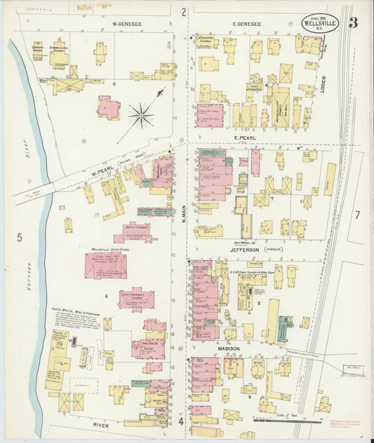 Sanborn Fire Insurance Map from Wellsville, Allegany County, New York (1903), Sheet #0003 - Historic Sanborn Fire Insurance Map Print, vintage old map wall art, antique decor, genealogy gift, New York New York map