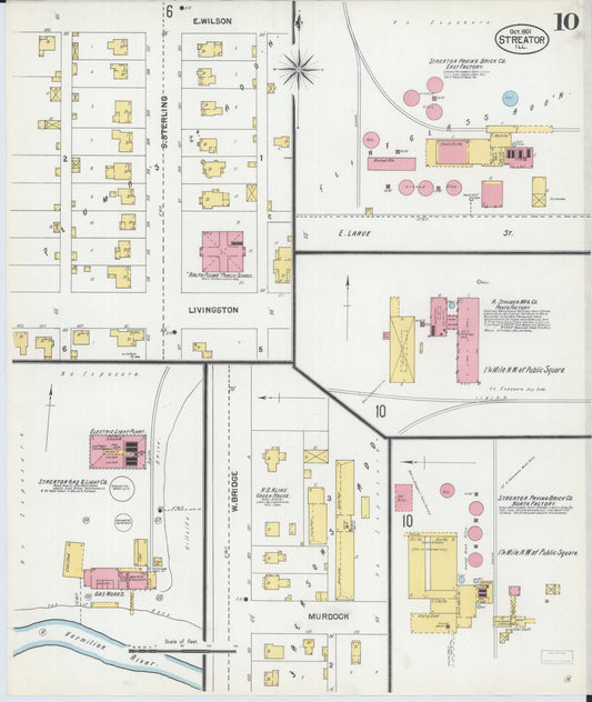 Sanborn Fire Insurance Map from Streator, La Salle County, Illinois (1901), Sheet #0010 - Historic Sanborn Fire Insurance Map Print, vintage old map wall art, antique decor, genealogy gift, Illinois Illinois map