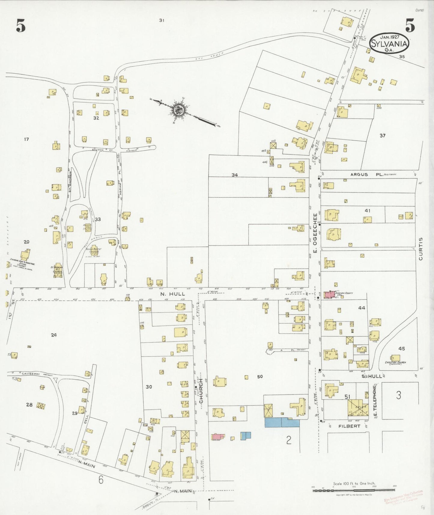 Sanborn Fire Insurance Map from Sylvania, Screven County, Georgia (1927), Sheet #0005 - Complete Map Set gallery image, historic Sanborn map, vintage wall art, Georgia Georgia
