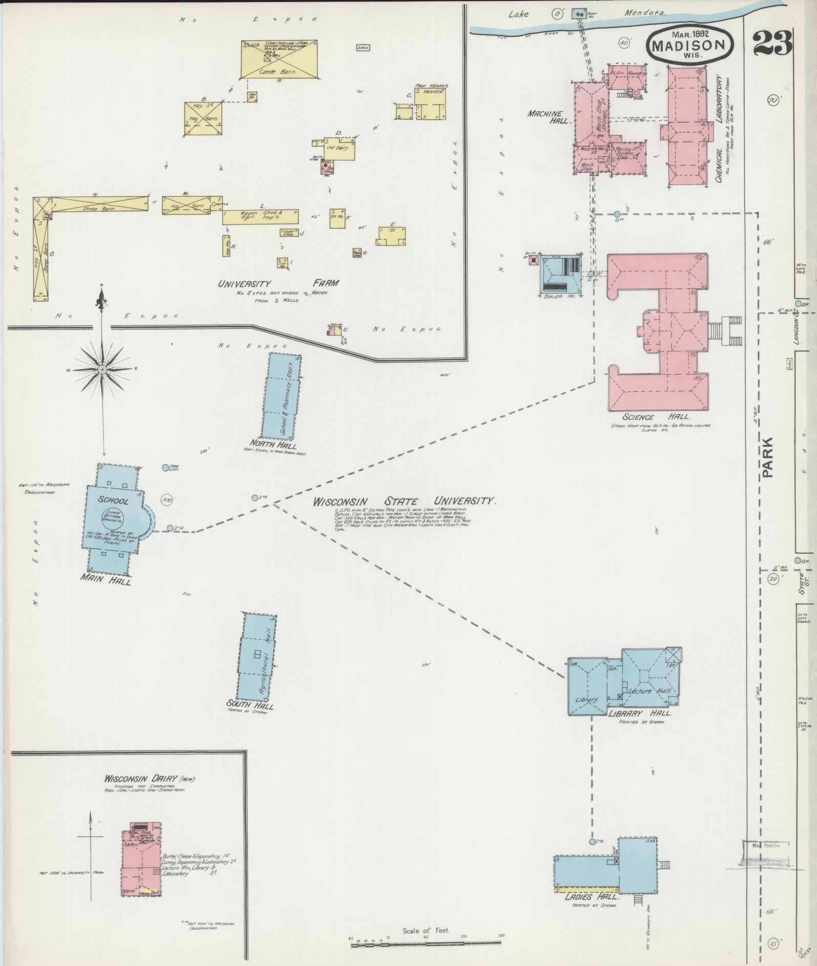 Sanborn Fire Insurance Map from Madison, Dane County, Wisconsin (1892), Sheet #0023 - Historic Sanborn Fire Insurance Map Print, vintage old map wall art, antique decor, genealogy gift, Wisconsin Wisconsin map